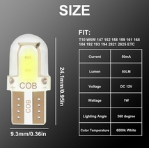 10個セット T10 COB LED ホワイト キャンセラー内蔵 ウェッジ球 スモール ポジション ルームランプ ナンバー灯 4COB /c2_画像4