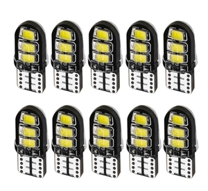 10個セット T10 LED ホワイト キャンセラー内蔵 ウェッジ球 スモール ポジション ルームランプ ナンバー灯 2835 6smd /6