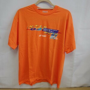 ◎【ヨネックス 半袖Tシャツ 】Lサイズ YONEX テニス INTER HIGH 2002 ibaraki オレンジ 綿50% ポリエステル50% 記念Tシャツ 133-36