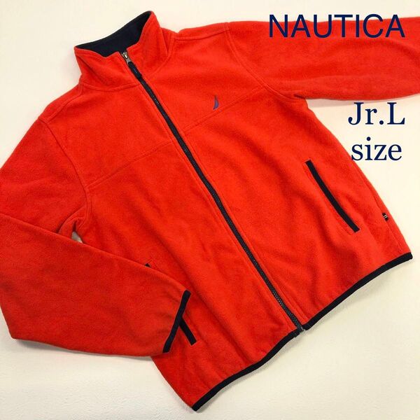 NAUTICA ノーティカ 刺繍ロゴ フルジップ ジップアップ フリース ジャケット ジュニア L オレンジ