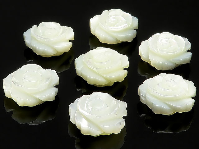 出售珍珠白色珍珠母玫瑰雕塑 12×5 毫米 4 件出售 / T178 SHMP12RSWH, 珠饰, 珠子, 天然石材, 半宝石