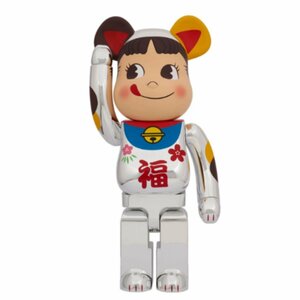 BE@RBRICK 招き猫 ペコちゃん 福 銀メッキ 1000% ベアブリック シルバー 希少