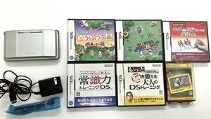 【GM8892】1円スタート！ DS本体＋ゲーム6本おまとめセット どうぶつの森 スーパーマリオ64DS 大人の常識力 筆談くん マリオブラザーズなど