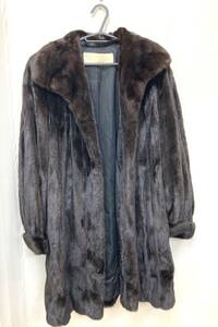 【MT5575】Carven furs BLACKGLAMA カルヴェンファーズ ブラックグラマ サイズ 9-11 ダークブラウン ロングコート 綺麗目 ミンク ファー