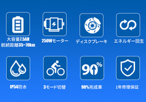 フル電動自転車 電動アシスト自転車 16インチ 電動自転車 3モード切替 折りたたみ かご付き LEDライト付き ディスクブレーキ アクセル付き_画像3