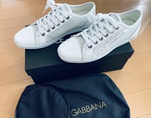 ドルチェ&ガッバーナ DG 白 モノグラム ブランドDGロゴ デザイン レザー スニーカー 靴 綺麗