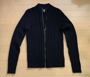ドルチェ&ガッバーナ D&G 黒 ブランドロゴ付き デザイン ジップアップ ジャケット リブ ニット セーター 長袖 綺麗