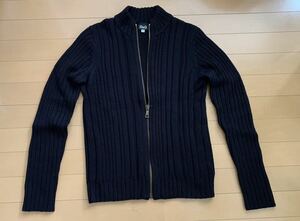 ドルチェ&ガッバーナ D&G 黒 ブランドロゴ付き デザイン ジップアップ ジャケット リブ ニット セーター 長袖 綺麗