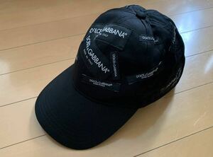 ドルチェ&ガッバーナ DG 黒 STRETCH DGロゴ デザイン キャップ 帽子 ハット 綺麗