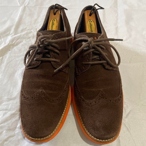 【送料無料】 COLE HAAN コール ハーン ルナグランド ウイングチップ スエード ブラウン オレンジ 8-8.5M=約26cm 革靴 シューズ メンズの画像2