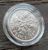 ギターピック幸せのシックスペンス イギリス ラッキー6ペンス 英国コイン カプセル付き美品です 本物 19.5mm 2.8gram _画像4