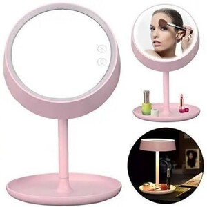 LED electric stand cosmetics mirror attaching USB rechargeable touch panel style light 