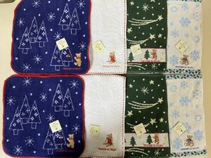 ナショナルトラスト【新品即決】ベア刺繍タオルハンカチ8枚クリスマス柄