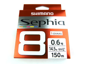 シマノ(Shimano) セフィア8(Sephia 8) LD-E51W 150m 0.6号 マルチカラー PEライン 14.5ｌｂ 8ブレイド 8X 8本編み 8本組 エギング