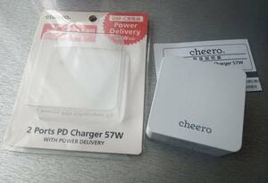 Cheero 2ポート(TypeC+USBA) 57W(45W+12W) 充電器 ACアダプタ CHE-328