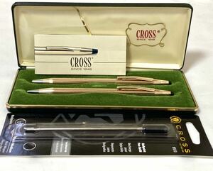 【美品】 CROSS クロス クラシックセンチュリー 14金張 ボールペン ペンシル2本セット 黒純正リフィル付（2）