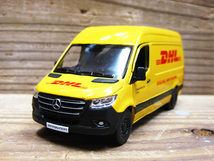 メルセデスベンツ スプリンター DHL (ミニカー 12.5cm) イエロー ワゴン 宅配便 トラック プルバック 西海岸風 インテリア アメリカン雑貨_画像3