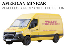 メルセデスベンツ スプリンター DHL (ミニカー 12.5cm) イエロー ワゴン 宅配便 トラック プルバック 西海岸風 インテリア アメリカン雑貨_画像1