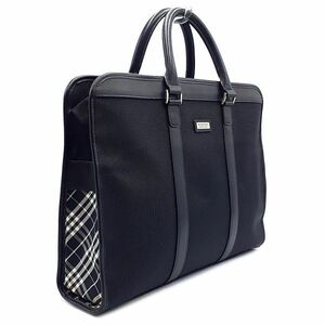 ◆外観美品◆ バーバリーブラックレーベル BURBERRY BLACK LABEL ビジネスバッグ ブリーフケース 鞄 ノバチェック 紺系 黒系 01-23120702-G