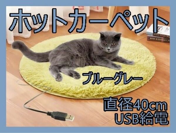 ホットカーペット　ペット　ブルーグレー　USB給電　犬　猫　足元　デスク下　机下