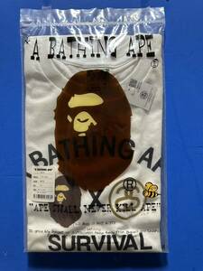 ''A BATHING APE x stussy コラボ　Tシャツ　ホワイト　XL 半袖