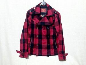 【美品】WOOLRICH ウールリッチ バッファローチェック Pコート ウールジャケット ピー メタルボタン レッド×ブラック サイズM