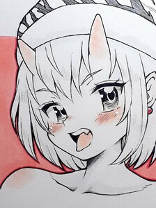 手描きイラスト ハガキ オリジナル 鬼っ娘 クリスマス ビキニ 送料無料