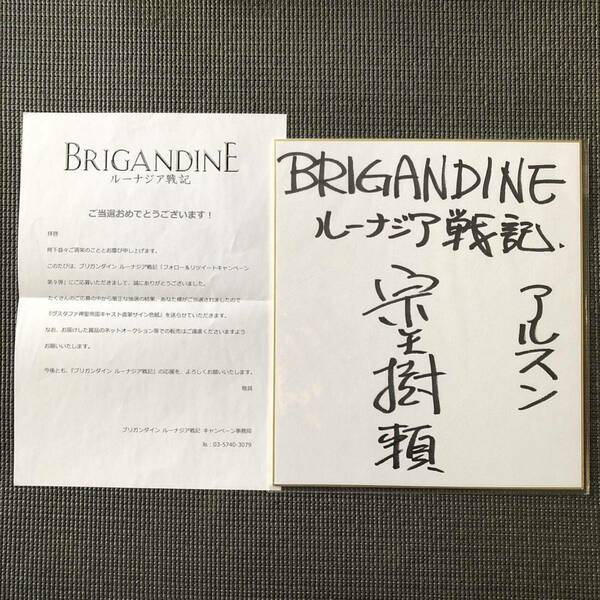 ブリガンダイン ルーナジア戦記 アルスン役 宗矢樹頼 声優 直筆サイン色紙 抽プレ 当選品 当選通知書付き