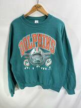 ■ 90s 90年代 ビンテージ USA製 LOGO7 NFL DOLPHINS ドルフィンズ イラスト スウェット トレーナー X-LARGE アメカジ アメフト スポーツ■_画像1