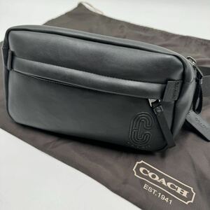 1円【未使用級/入手困難品】 定価13万 COACH コーチ エッジ ウエストポーチ ボディバッグ ショルダー スリング メンズ ビジネス レザー 黒