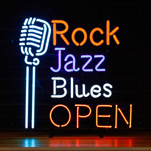 アメリカンネオンサイン Rock Jazz Blues OPEN ロック柄 BAR ライブハウス ネオン管 NEON アメリカ雑貨