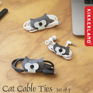ケーブルホルダー KIKKERLAND CAT CABLE TIES キャットケーブルタイ 3点セット 猫 ネコ 整理 アメリカン