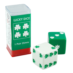 サイコロ ラッキーシャムロック ダイス 緑と白のサイコロ各1個セット（計2個） 1辺2.5cm 6面 おしゃれ かわいい ゲーム