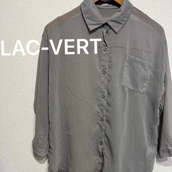 LAC-VERT トップス　シャツ　七分袖　グレー　シースルー