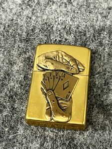 ジッポ ZIPPO オイルライター トリックトランプ フルハウス ゴールドカラー金色 喫煙具 BRADFORD