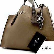 1円 【極美品・定価10万】COACH コーチ パイソン トートバッグ ビジネスバッグ ショルダーバッグ 2way 大容量 バイカラー レザー メンズ_画像1