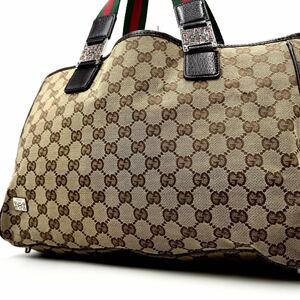 1円 【美品・超高級品】GUCCI グッチ トートバッグ ショルダーバッグ ハンドバッグ シェリーライン キャンバス メンズ レディース