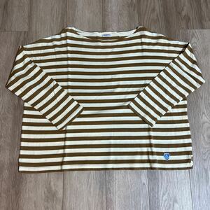  ORCIVAL ボーダーカットソー＊長袖Ｔシャツ＊キャメル×生成＊ＵＳＥＤ