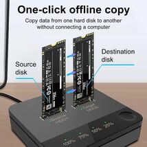 M.2 SSDデュプリケーター、2ベイ1Gbps高速オフラインクローンM.2 SATA SSDドッキングステーション、ツールレスタイプCからSATA _画像2