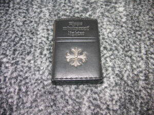 ☆新古☆ZIPPO 黒 革巻き クロス 十字架