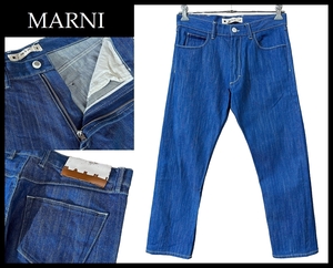  бесплатная доставка обычная цена 60,480 иен ощущение б/у немного превосходный товар Италия производства MARNI Marni 19AW кожа patch 5 карман укороченные брюки стрейч Denim брюки W30
