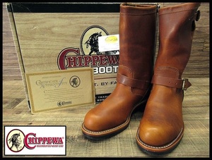 送料無料 黒タグ 未使用保管品 デッドストック CHIPPEWA チペワ 91066 スチールトゥ スプリットレザー エンジニア ワーク ブーツ タン 26.5