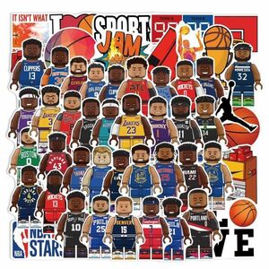 バスケットボール　有名選手　レゴ風　NBA ステッカー50枚入り　人気　匿名配送　追跡可能　バスケ
