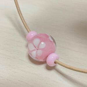 トンボ玉 ネックレス 桃色 桜色 ピンク