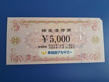 早稲田アカデミー　株主優待　5000円分　2024/11まで有効_画像1