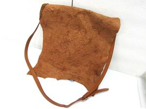  wrinkle processing original leather shoulder bag 30cm covered cover diagonal .. Camel series hand made 