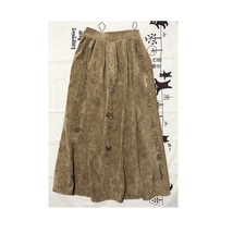 ■ is ScoLar 【 良好 】 刺繍 スカート M ■ ブラウン コーデュロイ ミモレ ロング / イズ スカラー_画像1