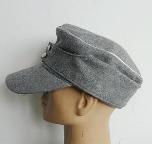 旧ドイツ軍 将校用規格帽 灰色 ウール製 グレー 軍帽 帽子 キャップ 制帽 複製品 57～62cm