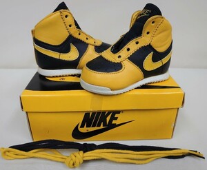 1985年台湾製★NIKE INFANT DUNK BLACK×YELLOW DEADSTOCK★ナイキ ベビー ダンク 黒黄 箱付きデッドストック★80Sオリジナル アイオワ大学