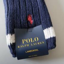 残りわずか【未使用 RALPH LAUREN ラムウールミックス ラインドソックス ネイビー×アッシュグレー US10 - 13】ロゴ刺繍入り靴下_画像5